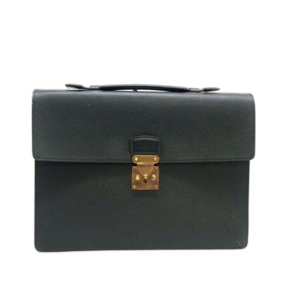 LOUIS VUITTON Taiga Serviette Episea M30074 Business Bag Green Leather Men's
